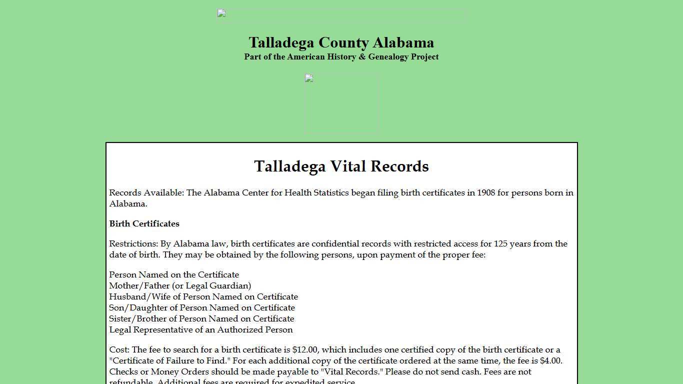 Talladega Vital Records