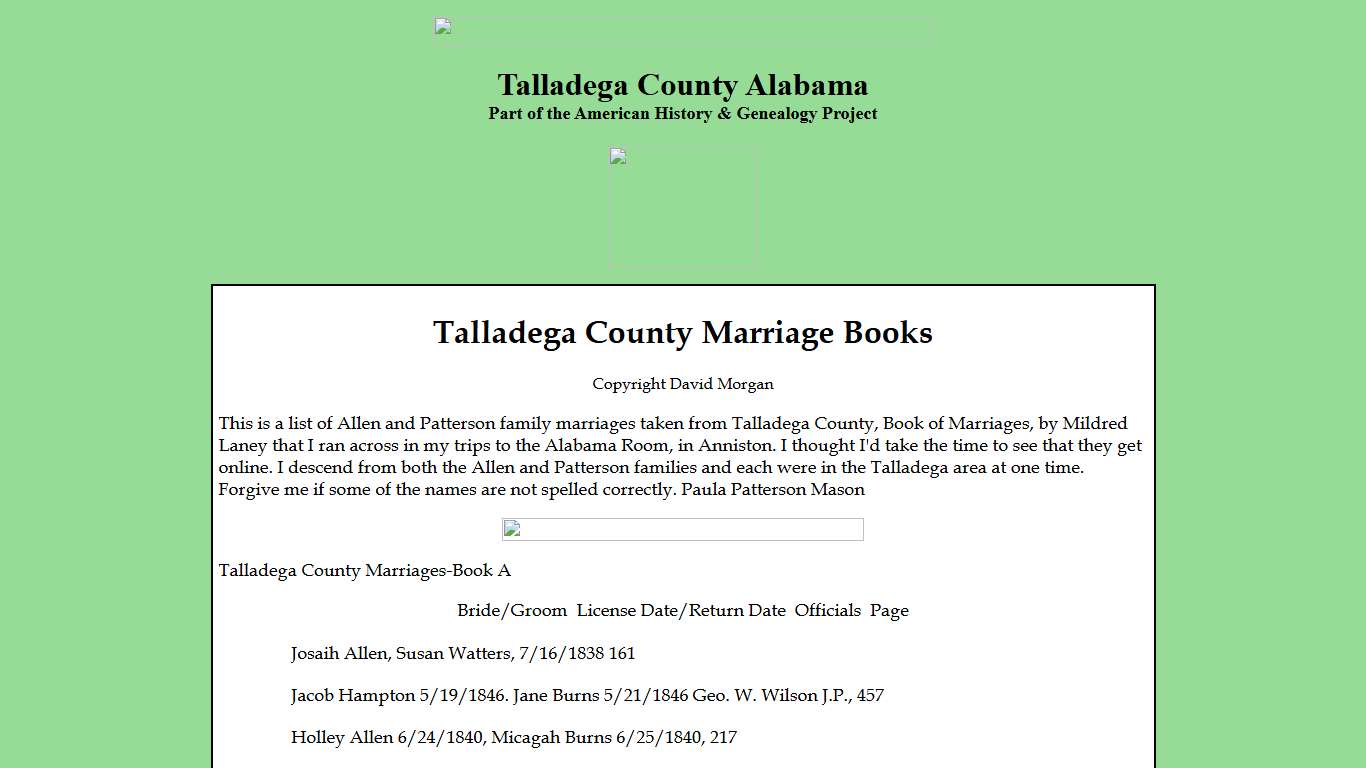 Talladega County Marriage Books